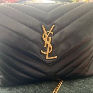 Yves Saint Laurent Black Chevron Lou Lou Shoulder Bag
